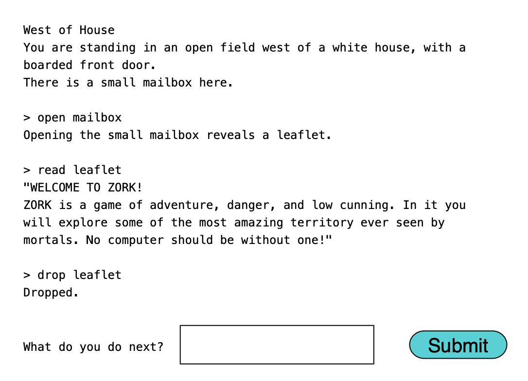 A simple interface for the text game Zork