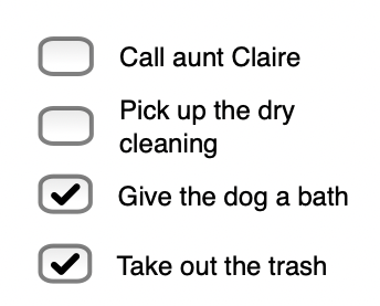 A list of tasks and checkboxes next to them